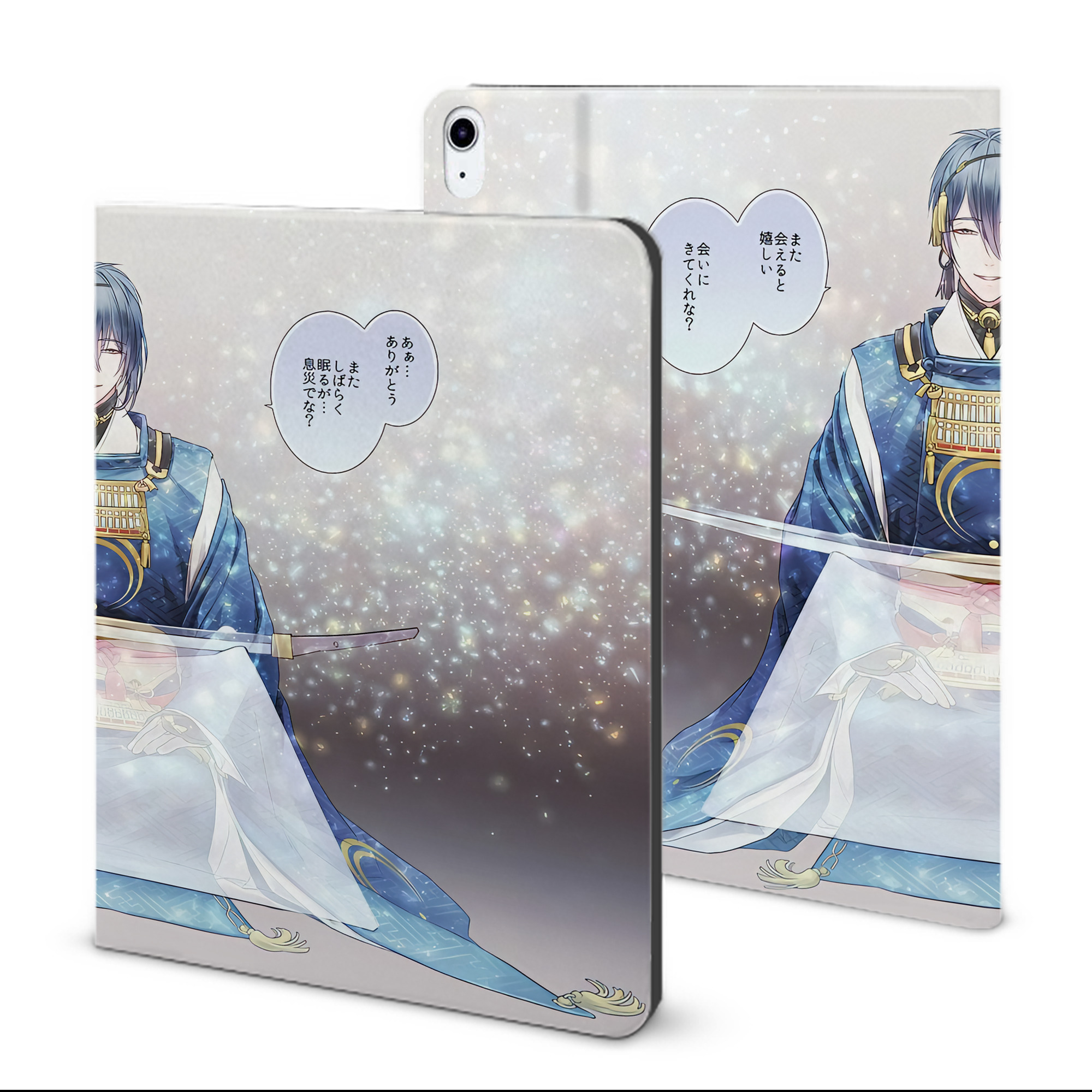 （画像用） 刀剣乱舞 Touken Ranbu IPad ケース ブック型 PUレザー TPU 耐衝撃 軽量 薄型 ペン収納なし 全面保護 IPad 各モデル対応